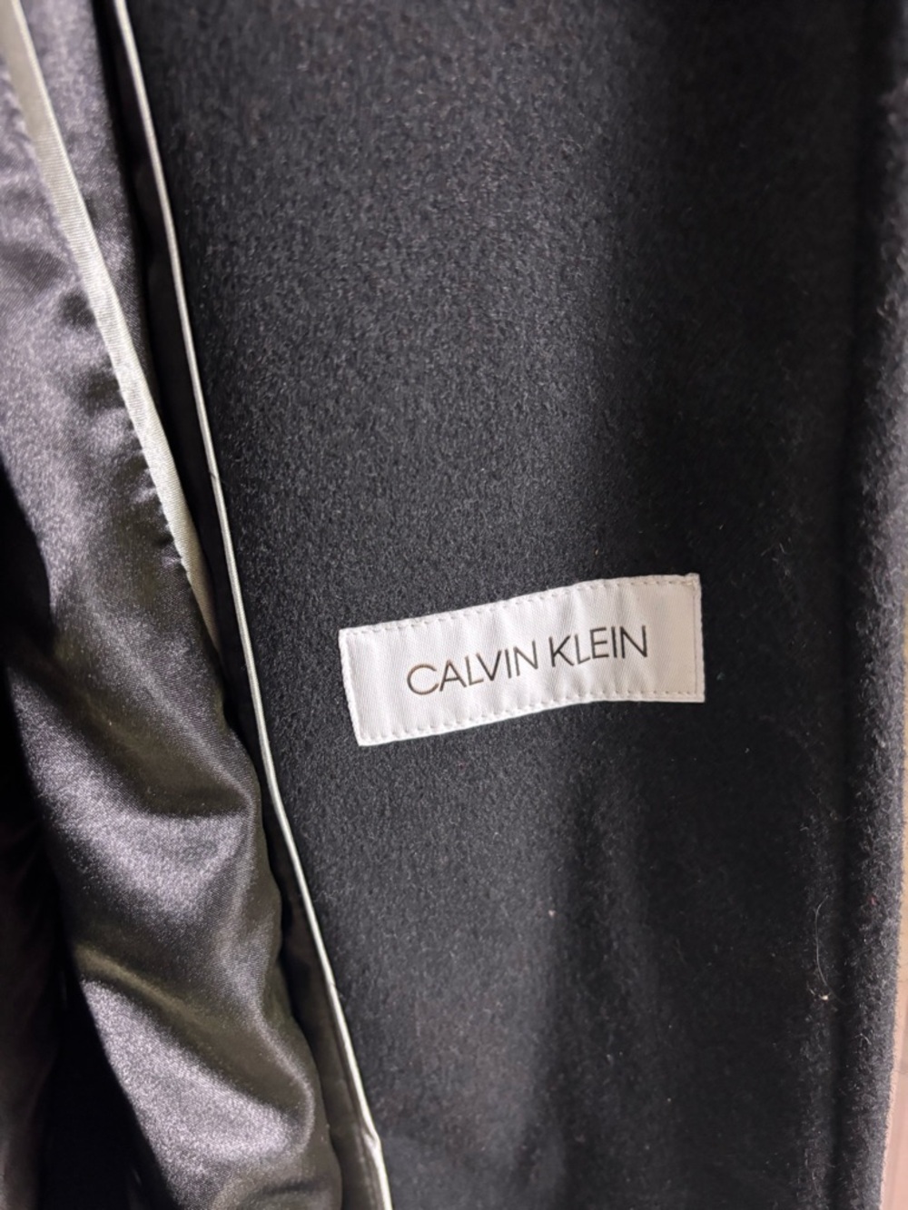 Calvin Klein Black Single-Breasted Wool Trench Coat Women’s Size 14 - Picture 7 of 10